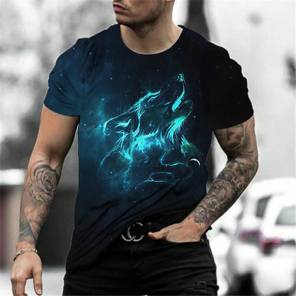 Fashoin 3D Printed T-shirts For Men Pullover Oversized Wolf Graphic Men's T-shirt Sublimation Summer Men Cool Tee Streetwear