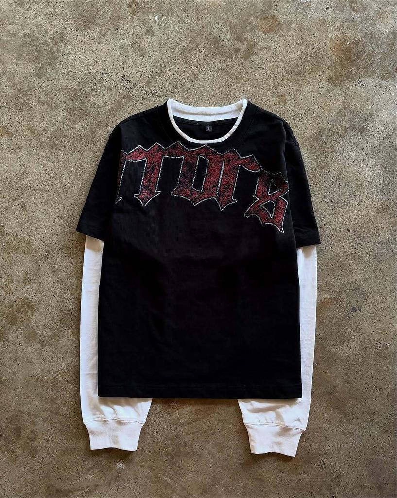 Y2K T-shirt s tmavým maskáčem Punk Retro - Unisex Podzimní/Zimní Trend