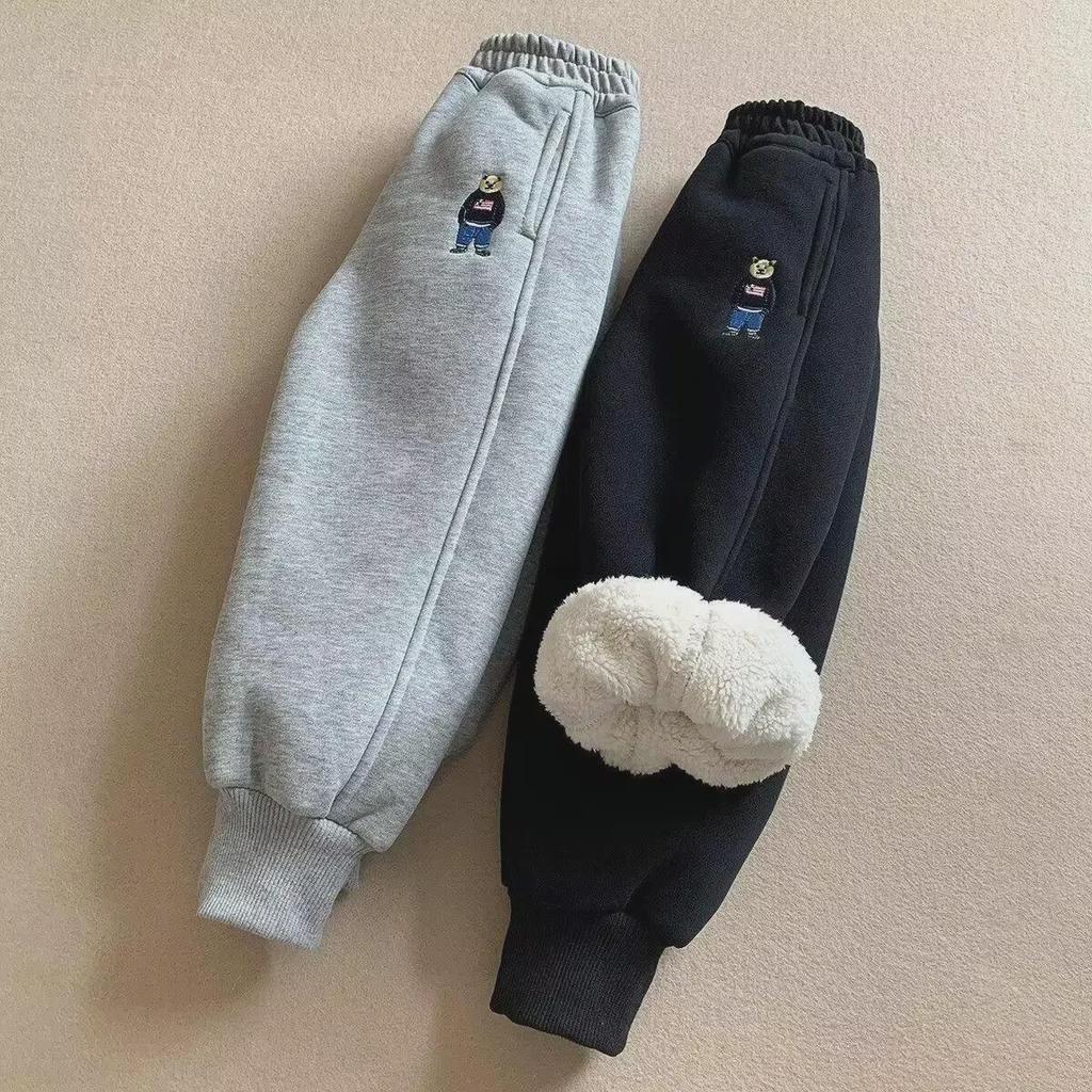 Boys' Thickened Velvet Fleece Sweatpants - Autumn/Winter Sports Pants