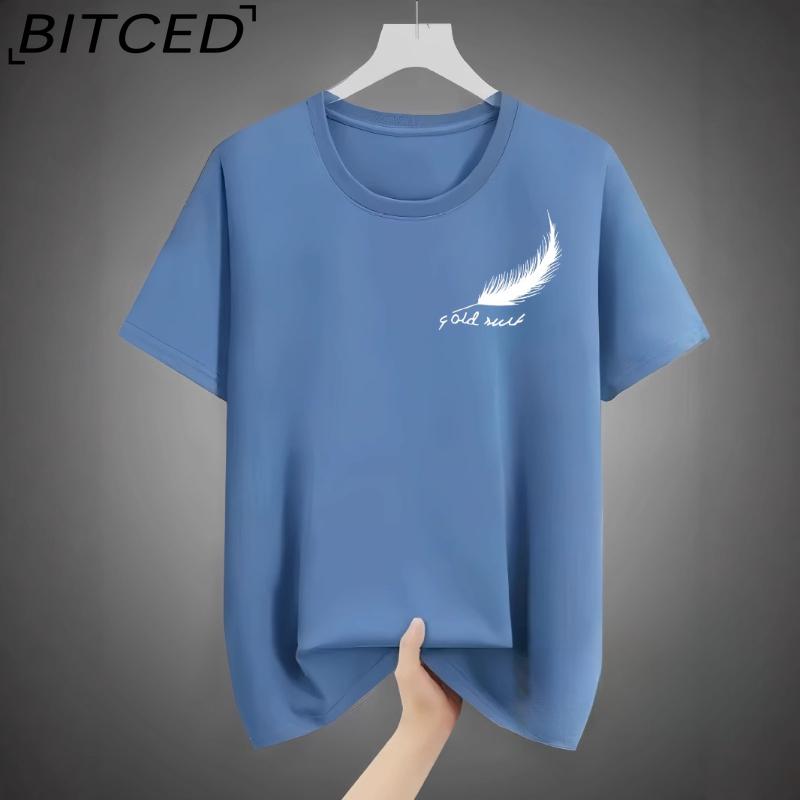 BITCED Cotton Short Sleeve T-shirt Men's Fashion Loose Half Sleeve Shirt Printed Compassionate Shirt
