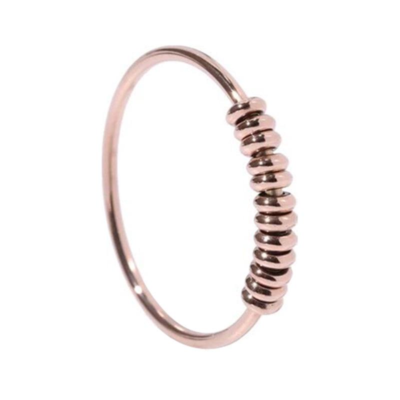 Korean Style Rose Gold Titanium Steel Bead Index Finger Ring