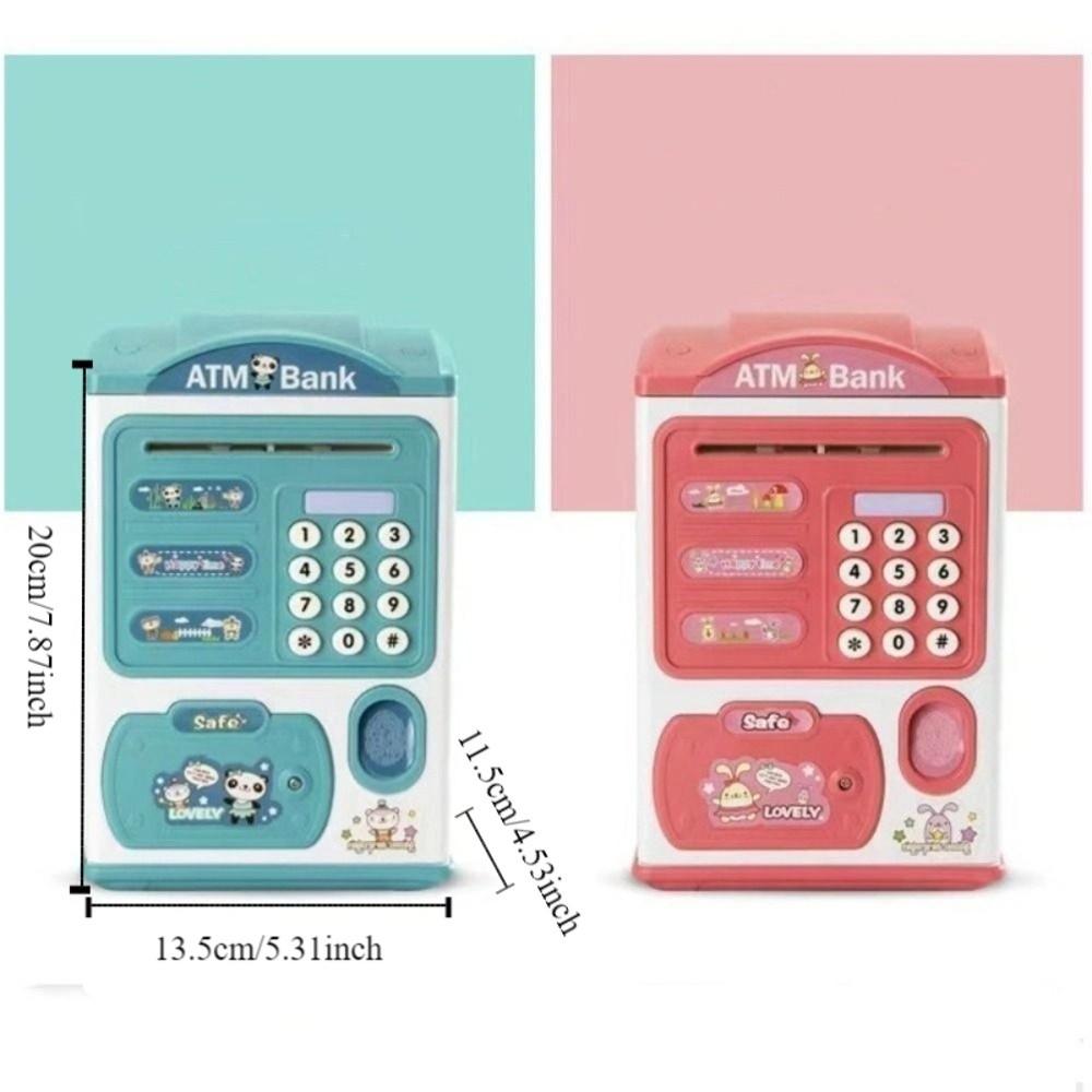 Cartoon Fingerprint Piggy Bank Password Lock Coin Deposit Box Mini ATM Machine Cash Safe  Student