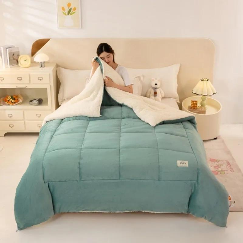 2025 New Printed Class A Snowflake Fleece Lamb Fleece Winter Quilt Core Farley Fleece Quilt Thickened and Warm