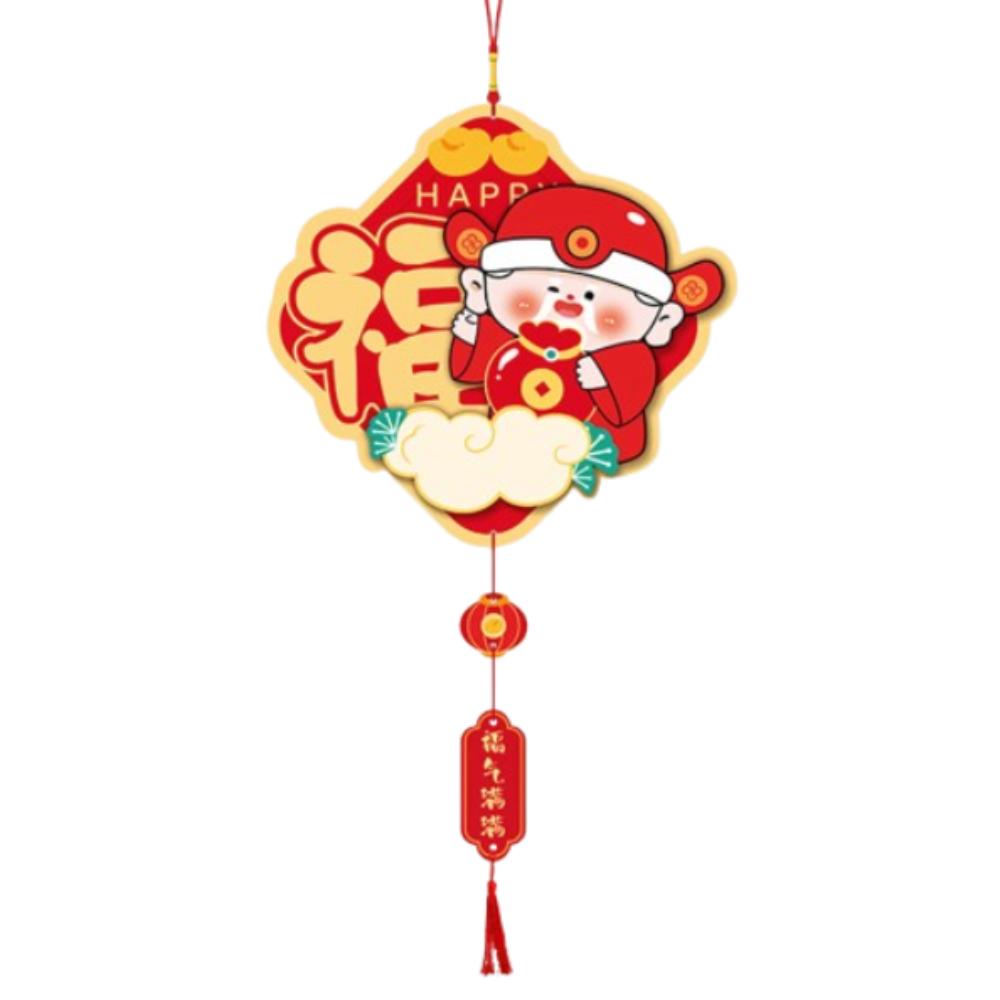 Chinese God of Wealth Lucky Pendants Cartoon Fu Character Hanging Ornament  Wedding Celebration Style 4
