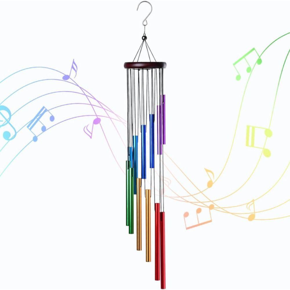 Aluminum Alloy Aluminum Tube Wind Chime 12 Tube With Hook Colorful Tubes Garden Ornaments Ornament Wall Hanging
