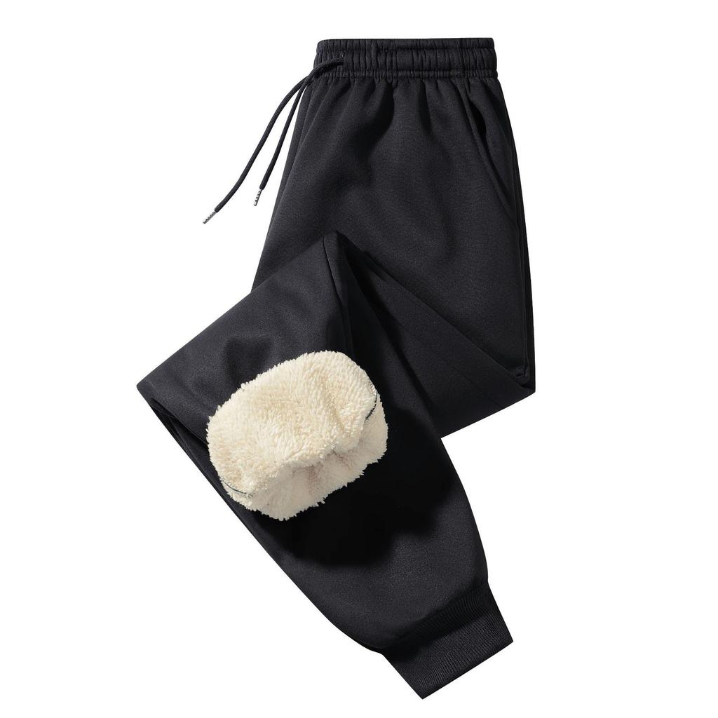 Europäische Herren-Tapered-Sweatpants aus Lammwolle: Winter Dicke, Warme, Lässige Sporthosen
