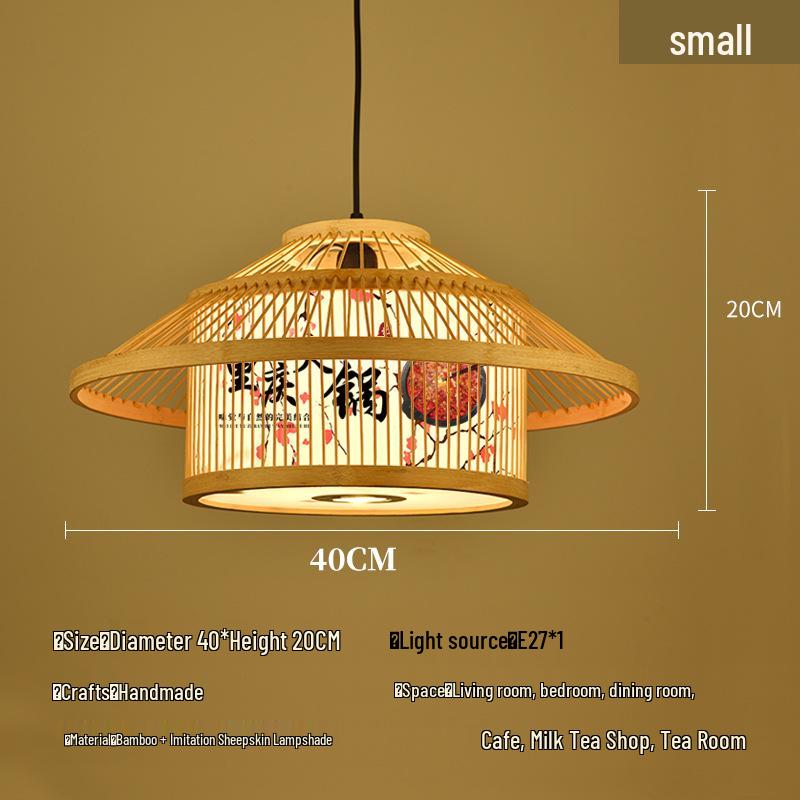 Retro Bamboo Pendant Lamp for Restaurants and Hotels - Chinese Style with Spotlight