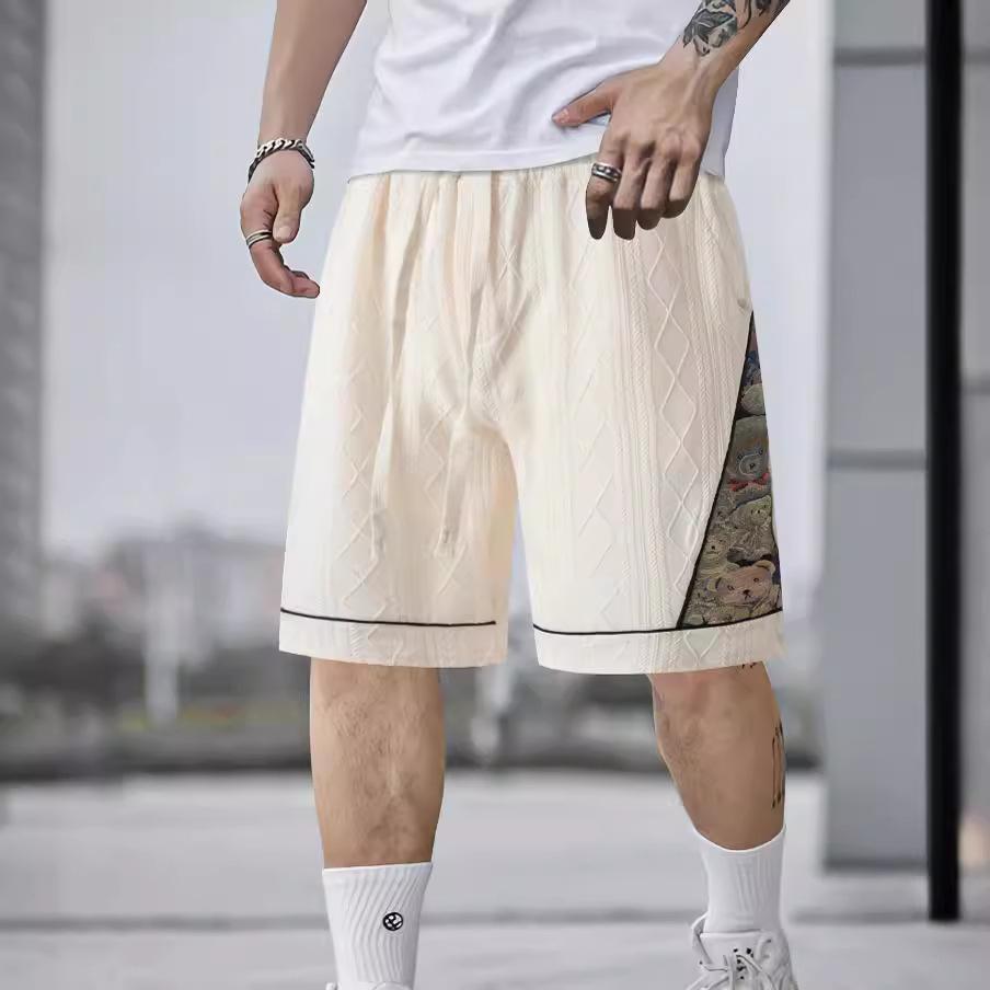 New Men's Casual Shorts Jacquard Colour Blocking Sports Shorts Five-minute Trousers
