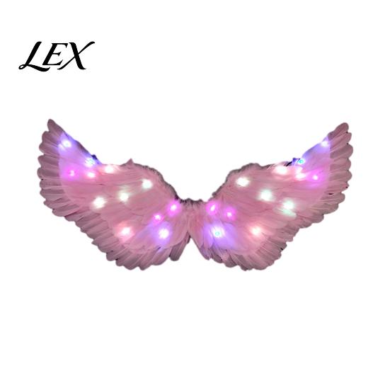 Realistic Angel Wings for Photography LED Light Up Feather Costume Kids, Cupid Parties Glowing Fairy Wings, Halloween Cosplay Party Performance Props