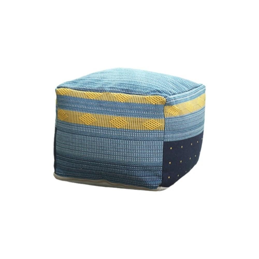 Thick Footstool Cover Unstuffed Color-Woven Jacquard Pouf Ottoman Large Capacity Nordic Futon Cushion Cover Living Room