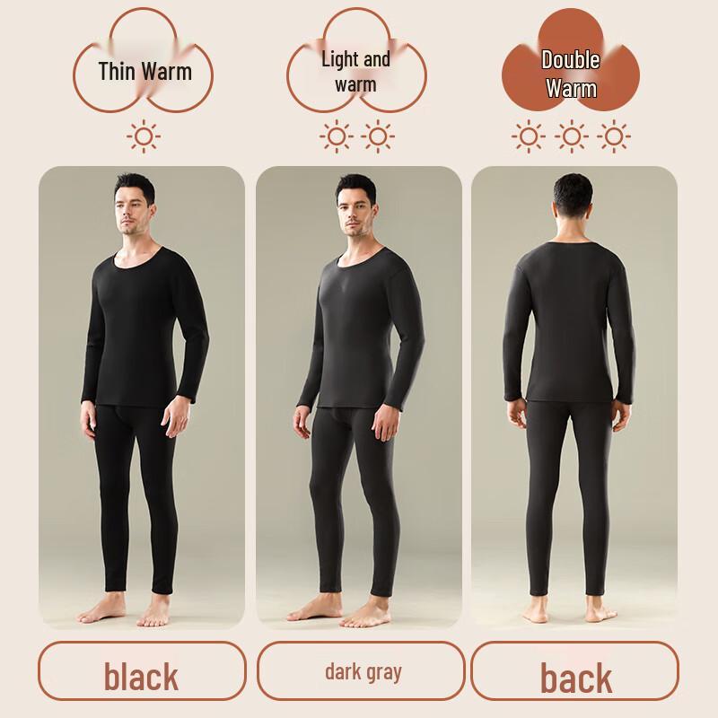 Langsha Men's Lamb Fleece Lined Super Thick Thermal Underwear Set