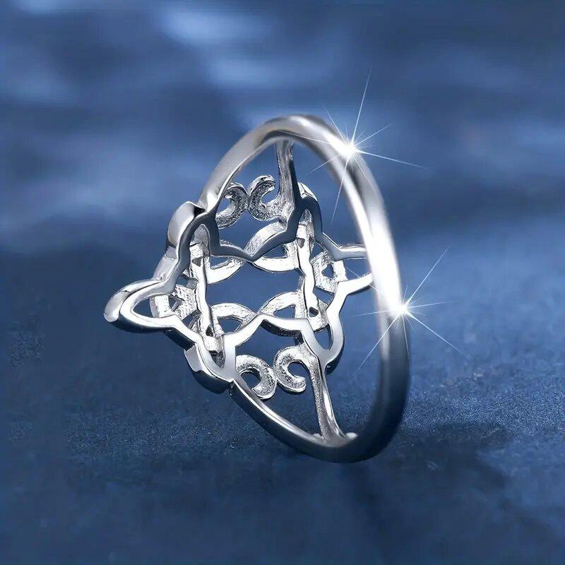 Vintage Geometric Cross Hollow Ring Female, Personalized Pattern Student Ring, Exaggerated Dance Ring