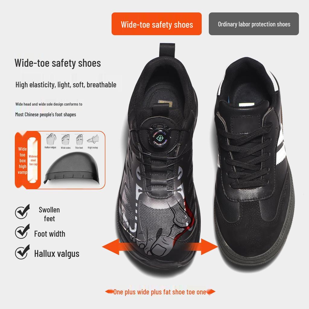 Men's 2026 Breathable Safety Work Shoes: Lightweight, Wide Toe, Anti-Smash & Puncture, Soft Sole for Summer Construction.