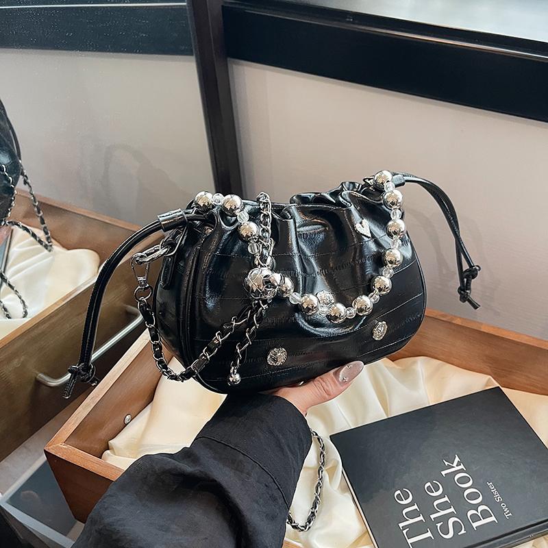 

Высококачественная плиссированная сумка-ведро с завязками для женщин на лето, модная и простая сумка на одно плечо, сумка через плечо