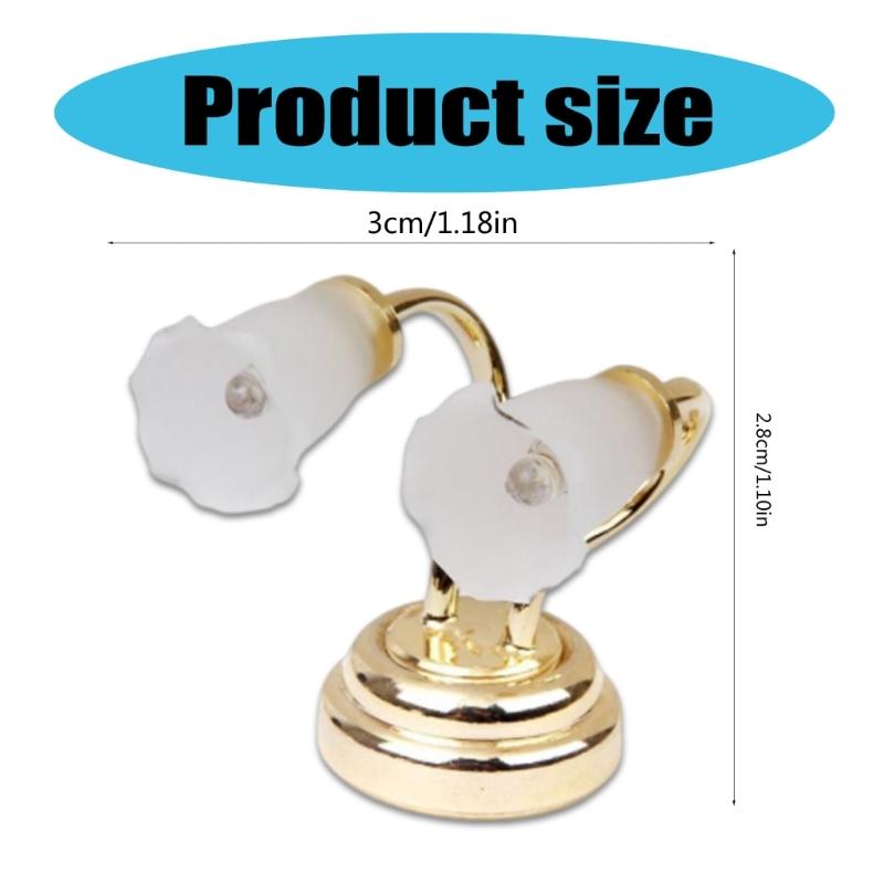 1 12 Dollhouses Miniature Double Head Wall Lamp LED Light for Living Room and Hallway Decoration Dollhouses Scene Model
