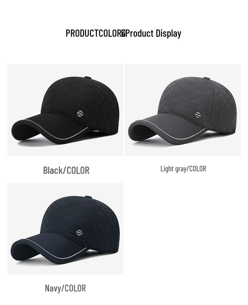 Men's Winter Herringbone Windproof Earflap Baseball Cap - Adjustable, Warm, Casual Cotton Hat for Middle-Aged and Elderly