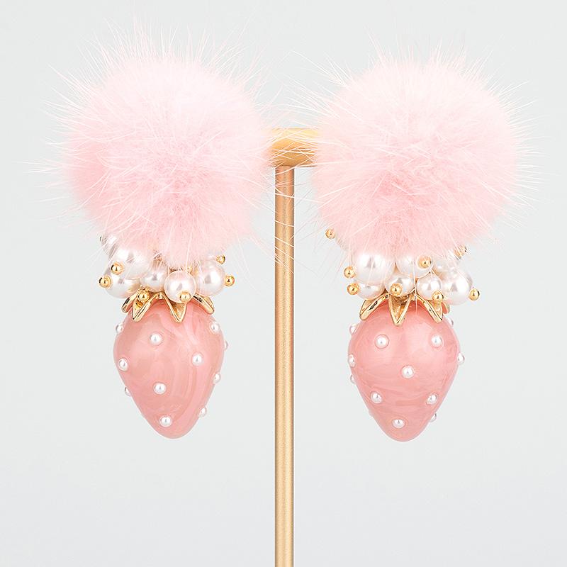 1Pc Kleurrijke Bling Charms Hars Sieraden Accessoires 3D Aardbei Oorbel Mode DIY Grote Maat