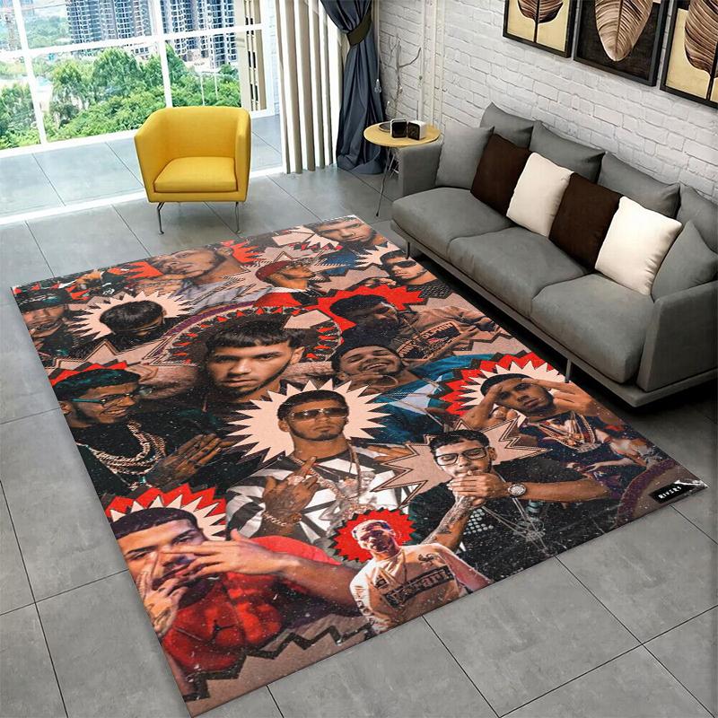 Rapper Free Anuel AA Hip Hop Carpet Rug for Playroom Bedroom Living Room Sofa Home Decor,kid Game Area Rug Non-slip Floor Mat