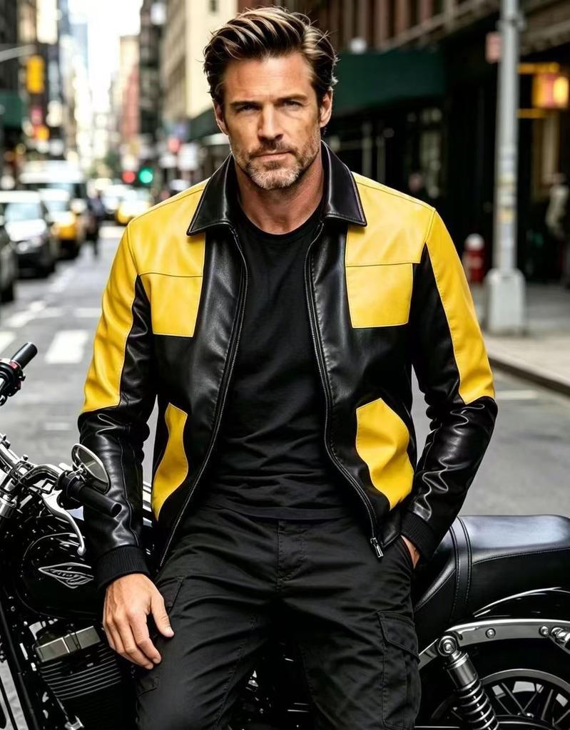 Autumn and winter new men's PU leather jacket locomotive suit lapel suit large size men's leather jacket casual jacket