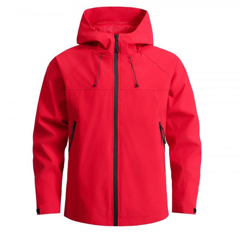 Spring Fashion Solid Color Waterproof Sports Mountaineering Hooded Jacket Men's Casual Loose Jacket
