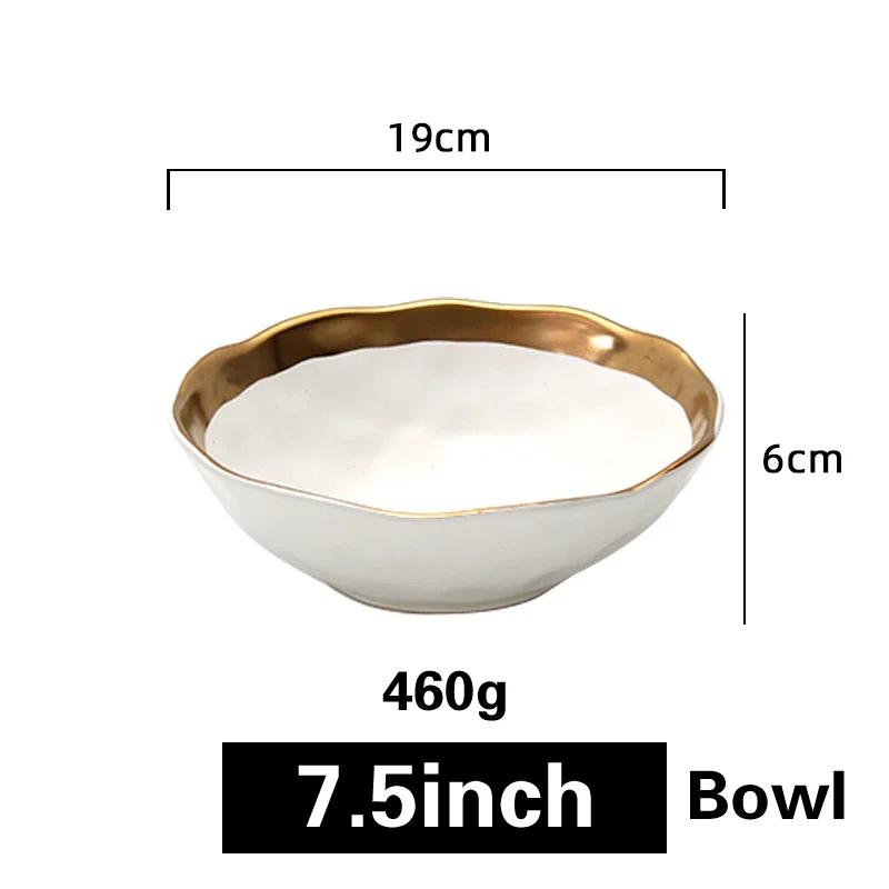 Phnom Penh Céramique Plat Occidental Mat doré Assiette à steak Assiette à salade créative rétro Service d'assiettes Assiette à dessert nord-européenne