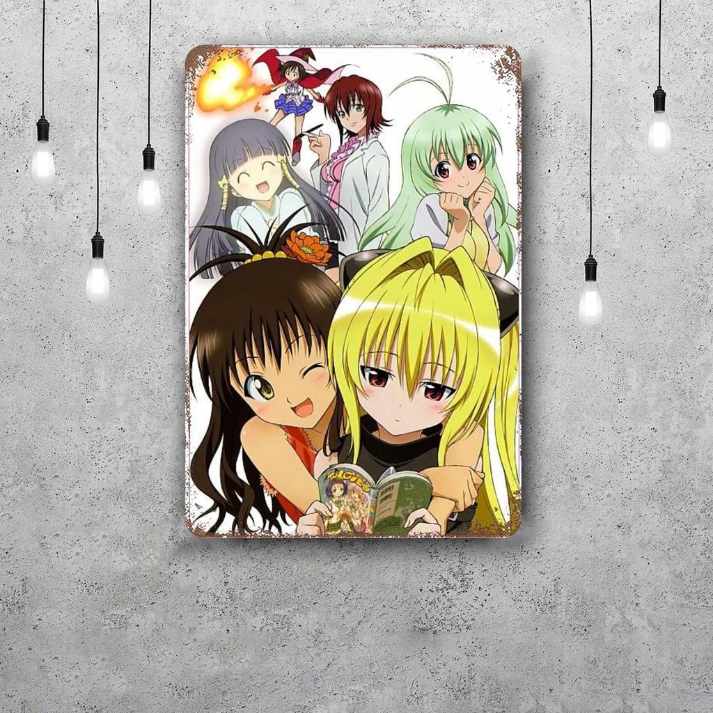 ecchi to love ru manga Retro Vintage Tin Sign Poster Decorative Plaque Metal Plate Wall Decor