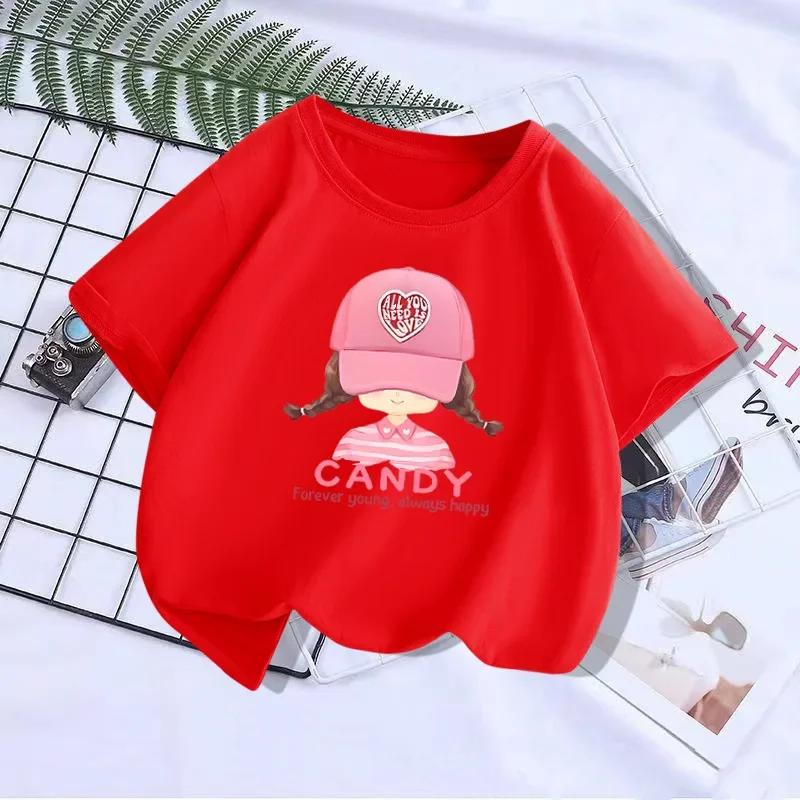 Dětské tričko s krátkým rukávem z modalu Módní top s polovičním rukávem pro malé dívky Dívčí růžový top Trend Dívčí oblečení Chlapecké oblečení