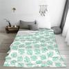 Animal Crossing Leaf Blanket, Mint Green Leaf Print Flannel Throw Blanket, Cute Gamer Cozy Decor for Bedroom & Living Room