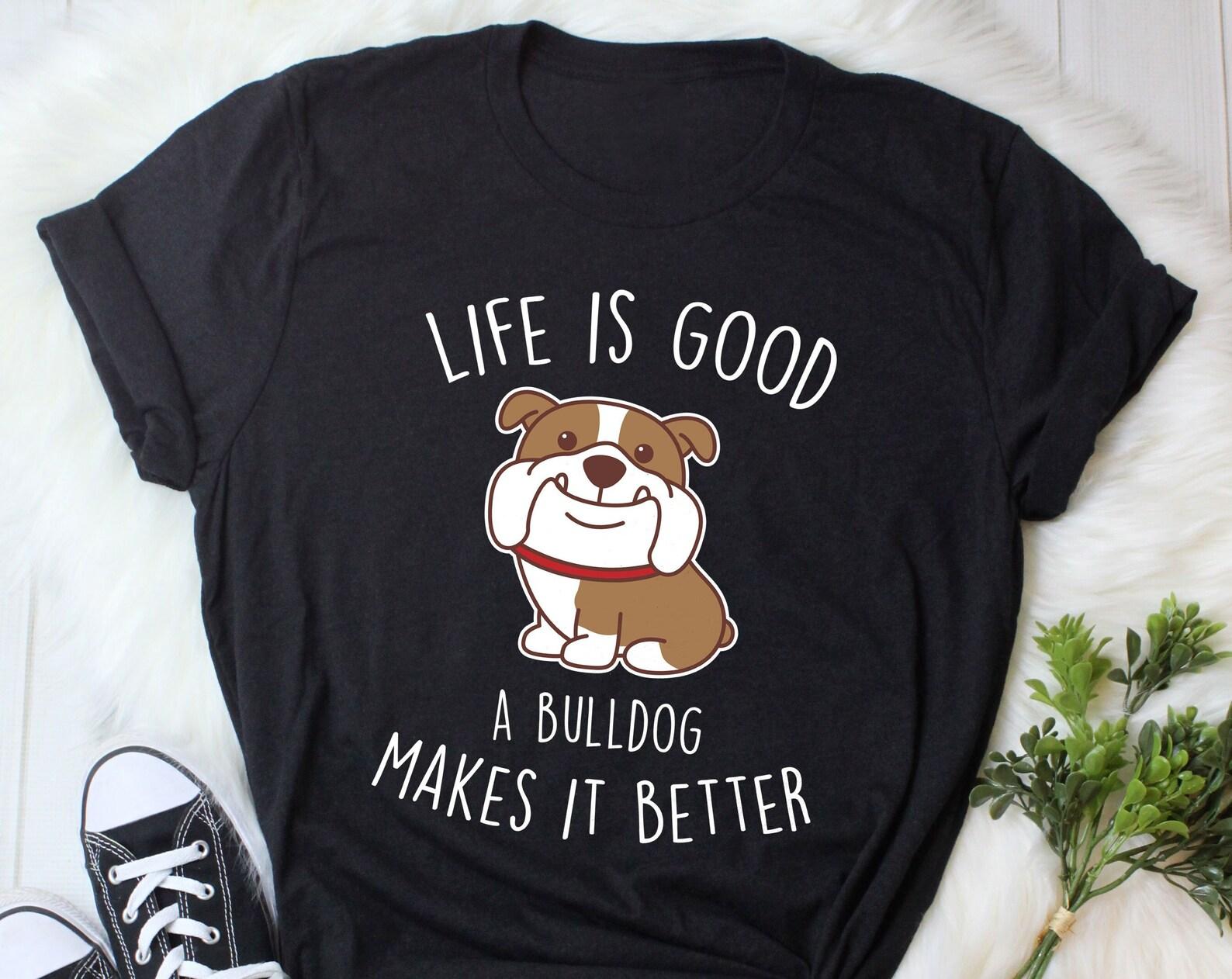 English Bulldog Shirt, , , Funny Dog Lover Gift, Cute Chocolate and White Bulldog T-shirt, Pet Tee, Dog Mom, Dog Dad 130