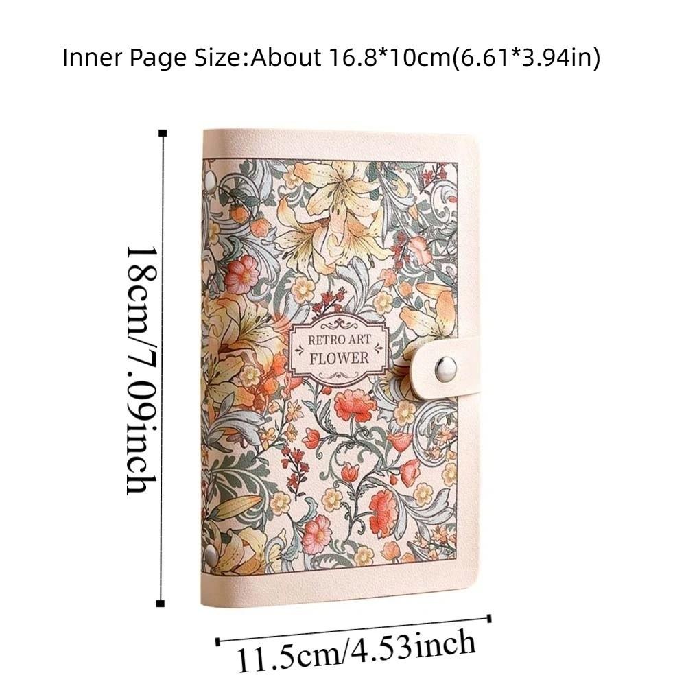 A6 Cash Budget Ledger Flower Printed Leather Savings Book Button Notebook for Money  Office