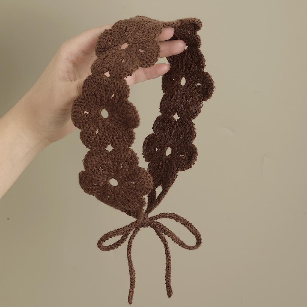 1pz Cerchietto Fiori all'Uncinetto Monocolore, Cerchietto Fiori Monocolore Bohemien, Elastico per Capelli Moda Donna, Accessorio per Capelli Cerchietto Morbido in Poliestere