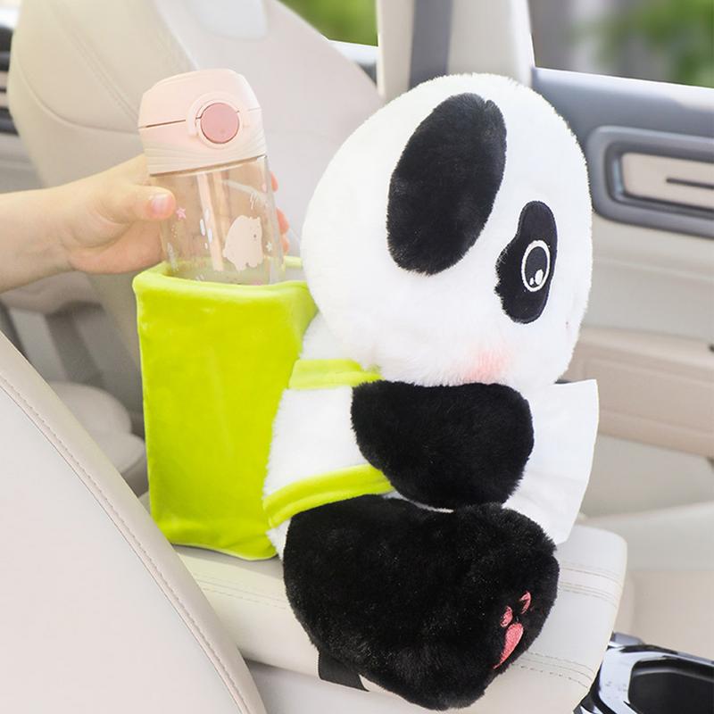 Car Tissue Holder Trash Can Animal Doll Tissue Box Trash Can Car Tissue Dispenser Facial Tissues Boxes Garbage Can Panda Storage