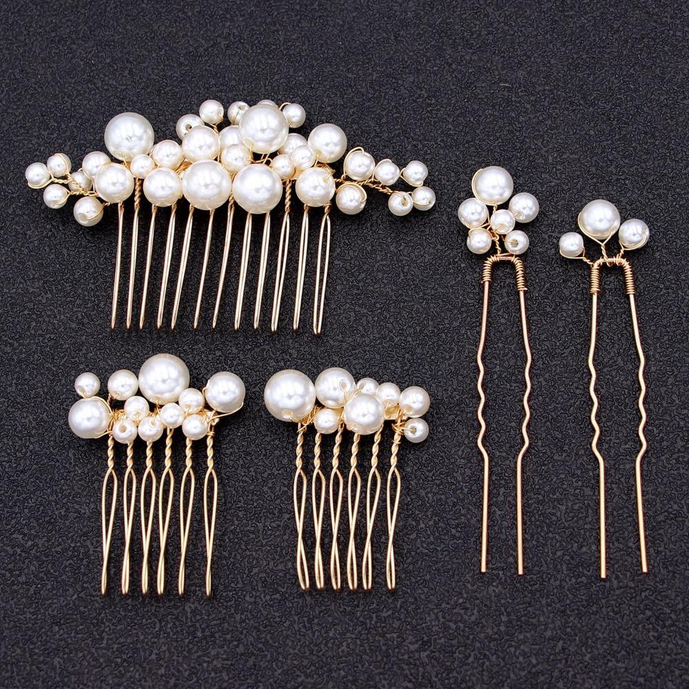 Silver Bride Hair Pins Gold Hair Fork Vintage Wedding Headwear Headpiece