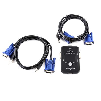 2 Port USB VGA KVM Anahtar Kutusu ve Kablolar Bilgisayar Paylaşımı Monitör Klavye Fare