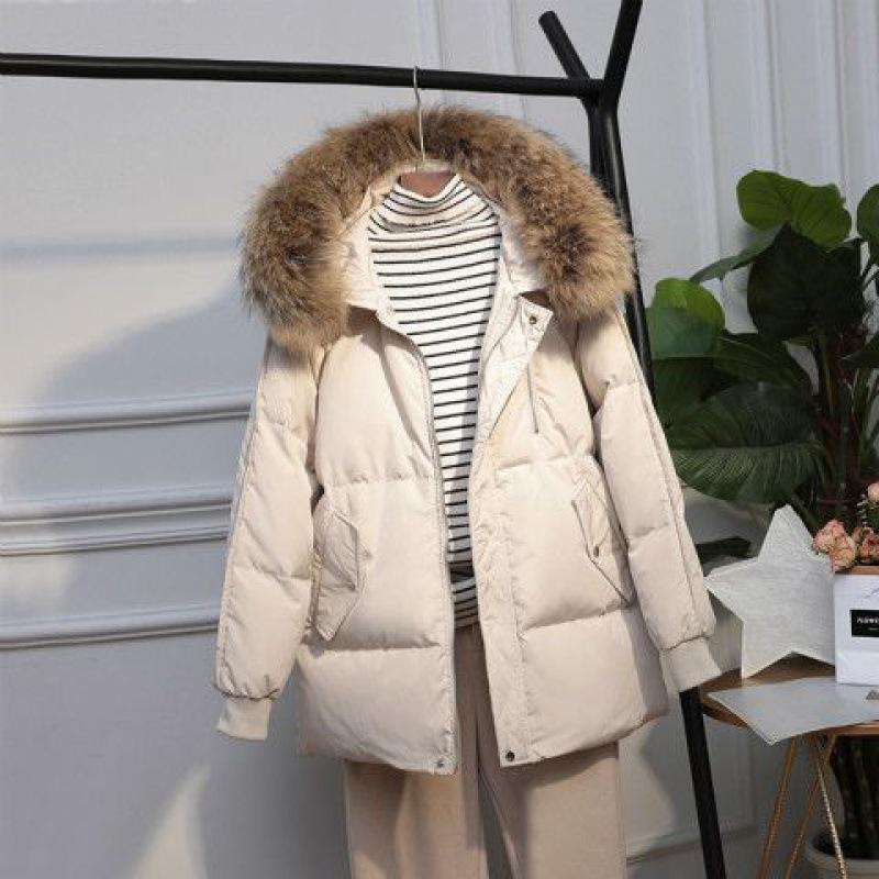 Women's Short Down Jacket with Large Fur Collar, 2024 Petite Slimming Style, Clearance Sale