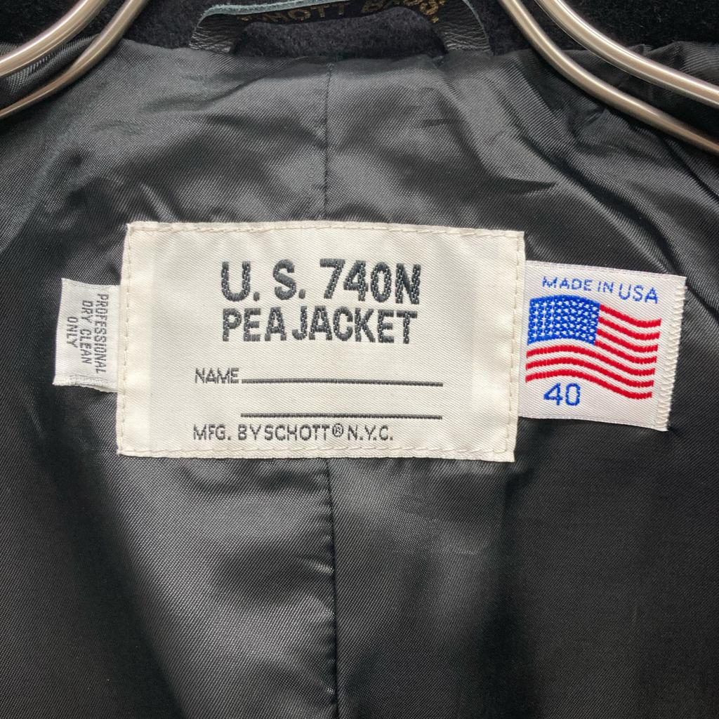 SCHOTT ×HTC 41082 Black Wool Studded Pea Coat coat 40 blackUsed