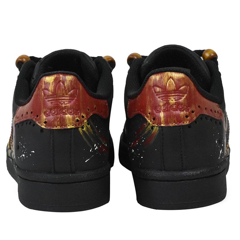 adidas Originals SUPERSTAR Low Top Skateboard Shoes Unisex Black Red Gold EG4959(Team96-)