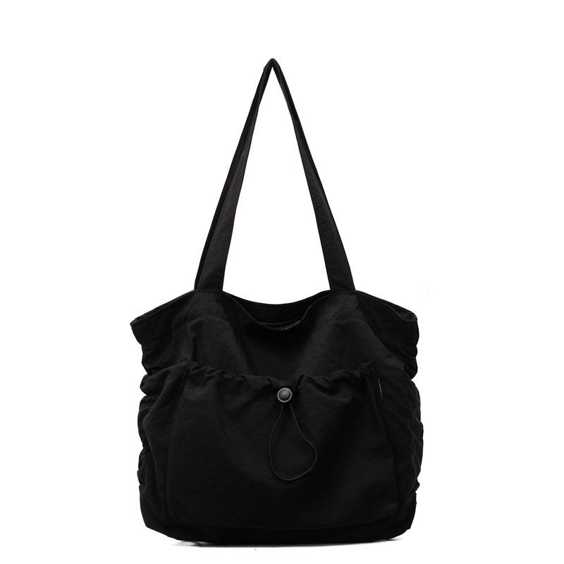Fashion Drawstring Handheld Cloth Bag Women's Large-capacity Simple Casual Shopping Shoulder Bag Lightweight Student Class Tote Bag