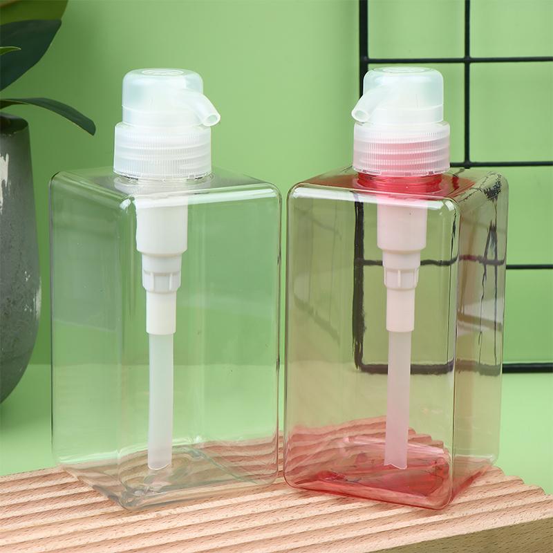 Butelka na balsam do ciała 450 ml, kwadratowa, wielokrotnego napełniania, plastikowa z pompką naciskaną, do żelu pod prysznic, szamponu, mydła w płynie, trwały pojemnik wielokrotnego napełniania