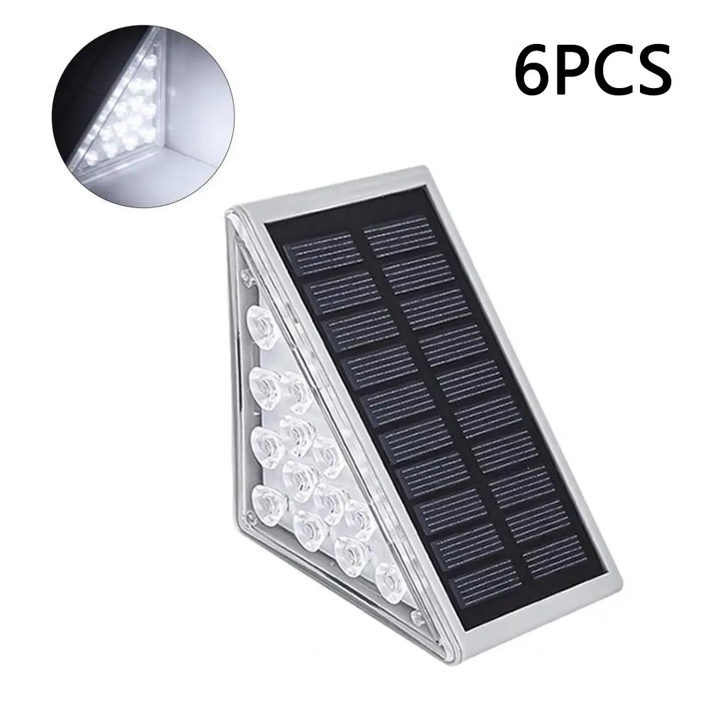 

6Pcs 13-LED Solar LED Step Lights Waterproof Outdoor Stair Front Porch Patio Lights White Light