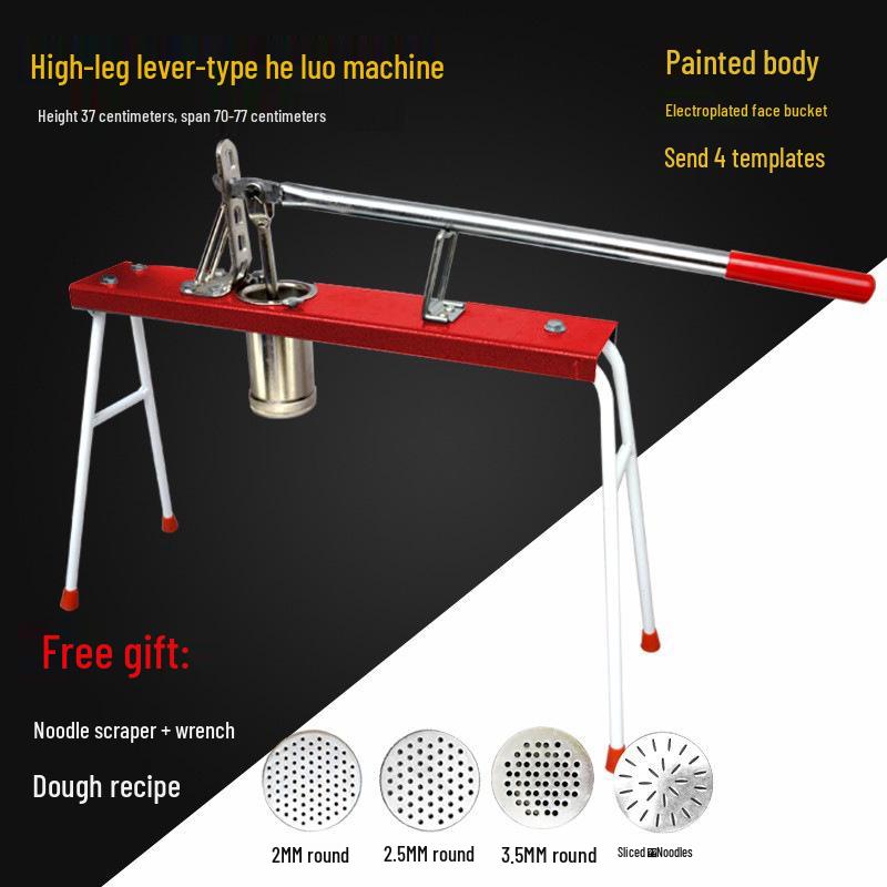 Manual Noodle Press Machine for Homemade Lo Mein with Hand Lever & Large Cross Wheat Taibao Roller.