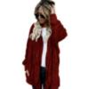 Winter Women's Warm Solid Color Cardigan Hoodies Coats Long Sleeve Knitted Sweaters Jackets Loose Faux Fur Cardigan Coat Hooded Jacket Outwear Coat