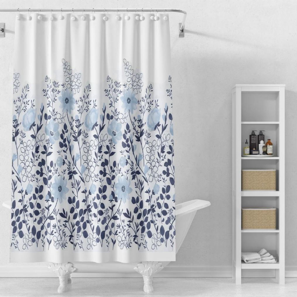 3D Printed PEVA Shower Curtain with Hooks – Thick, Waterproof, Mildew-Resistant Bathroom Partition