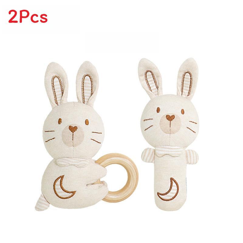 Baby Organic Cotton Rattle Set With Grasping And Soothing Features For Newborns