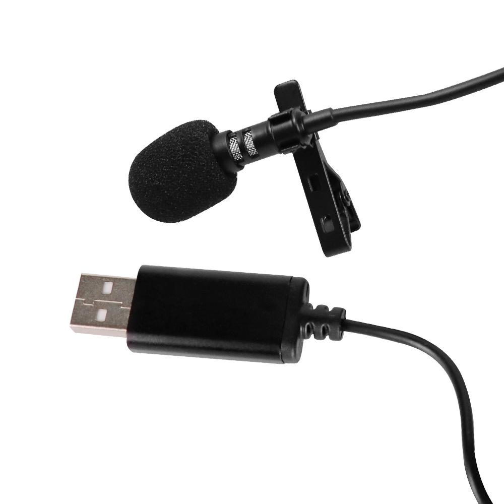 Portable USB Mini Microphone 2m Lapel Lavalier Mic Clip-on External Buttonhole Microphones for Laptop PC Computer Recording Chat