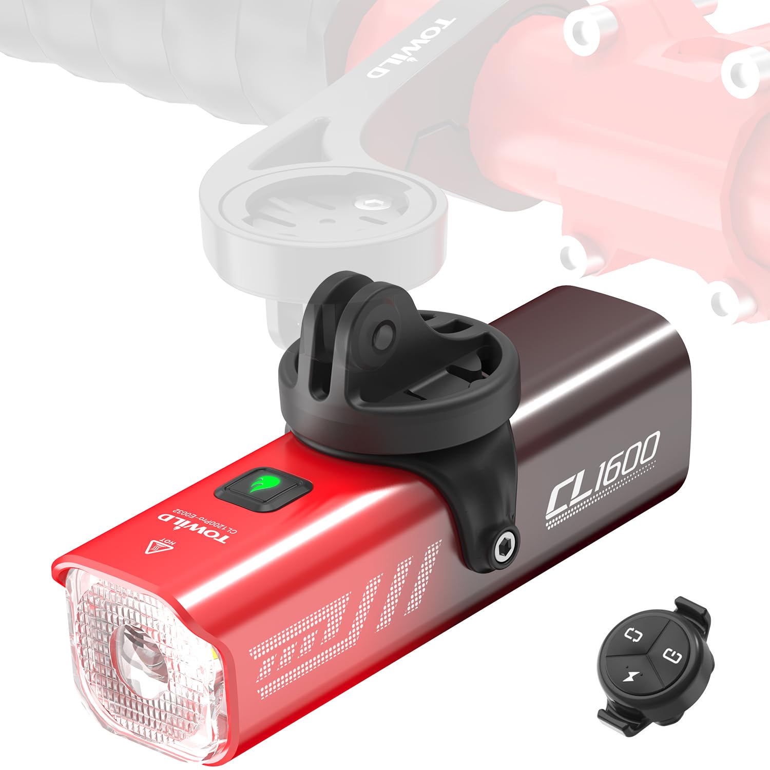 

TOWILD CL1600 Bicycle 1600 LED Road Bike Front Cross Bike Light, Lumens, High-Brightness Headlight, Light, Waterproof, IPX6, Rechargeable, USB-C,