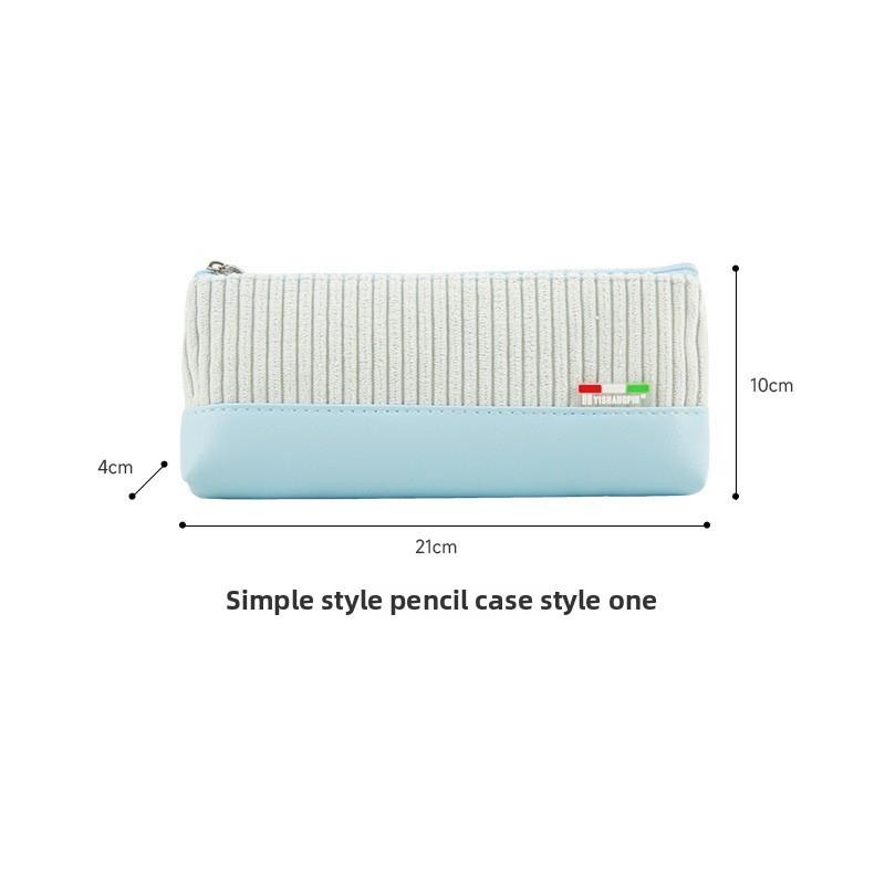 Retro Corduroy Pencil Case For Students With Large Capacity And Simple Design
