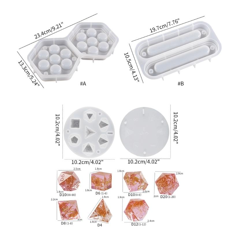 7 Shapes Dices Square Triangle Dices Mold Dices Digital Game Silicone Mould Crystal Epoxy Resin Mold with Storage Box
