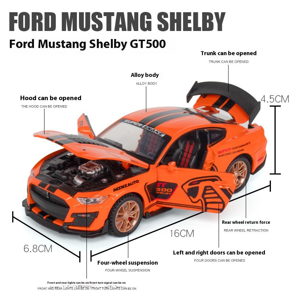 Miniatures 1/32 Ford Mustang Viper GT500 Sports Car Alloy Diecast Model Pull Back Baby Toy Trendy Ornament Boys Birthday Present