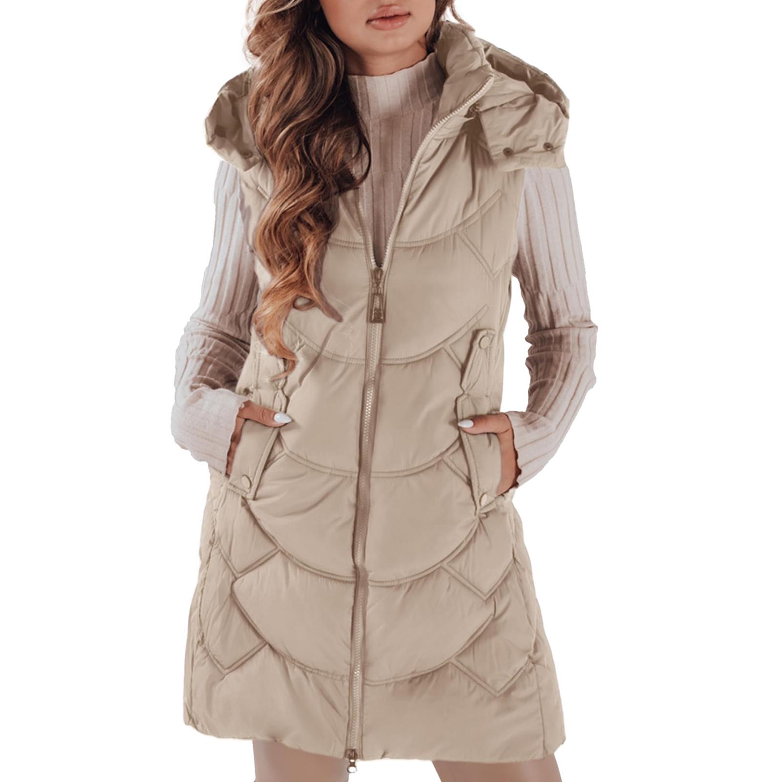 

Женский и зимний темпераментный кардиган без рукавов средней длины хлопковый жилет жилет пальто XL хаки